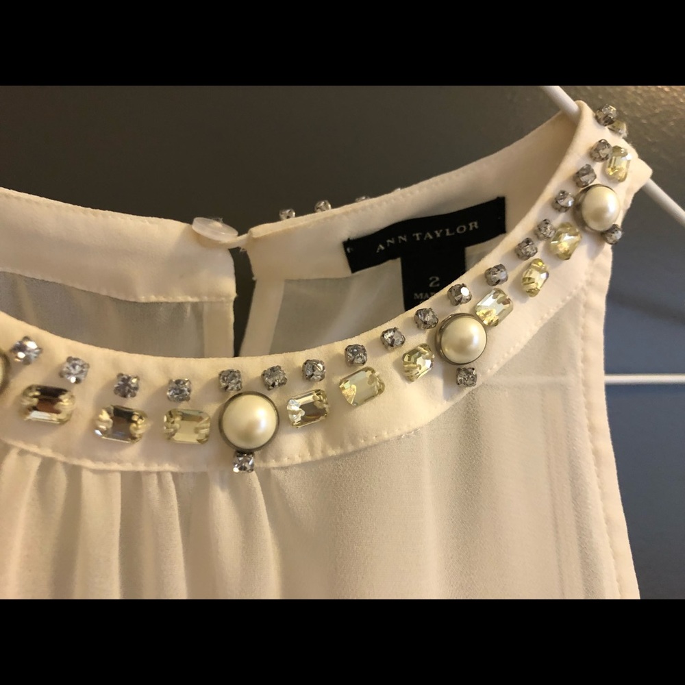 Embellished white top, size 2
